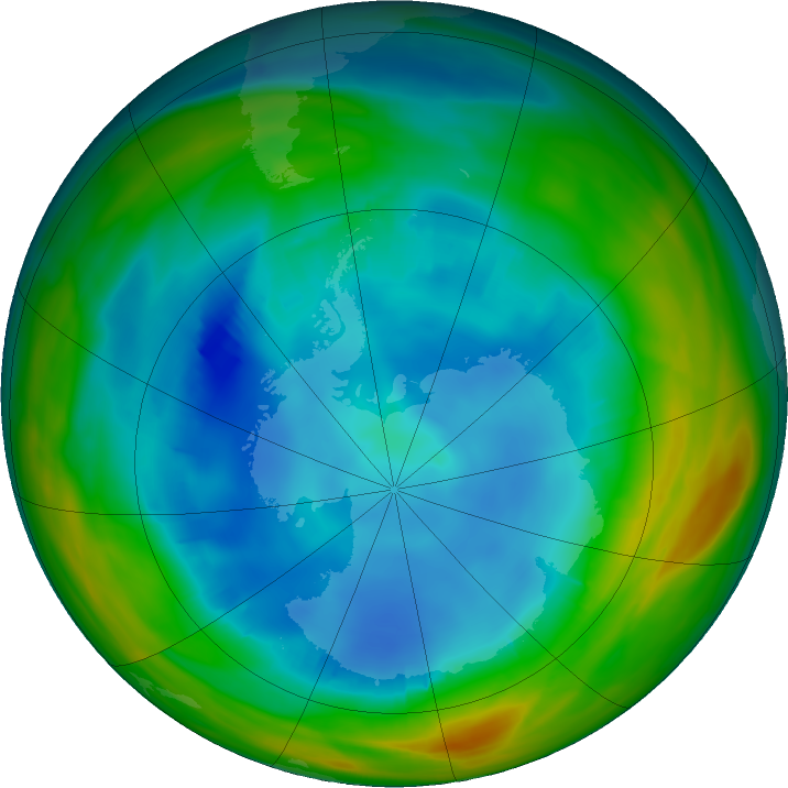 Antarctic ozone map for 06 August 2019